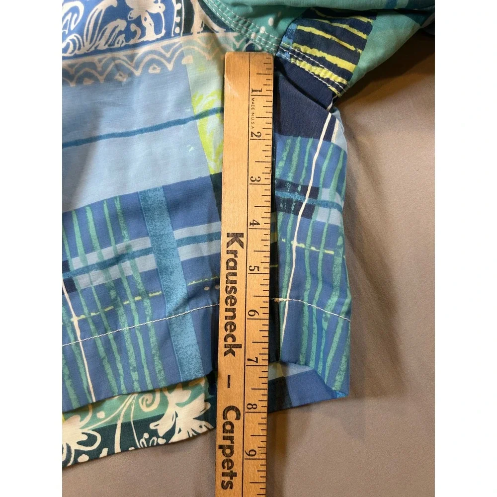 Tommy Bahama Relax Mens Blue Green Patchwork Floral Swim Trunks Shorts Size M